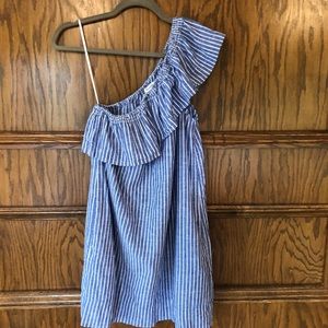 Madewell striped one shoulder dress
